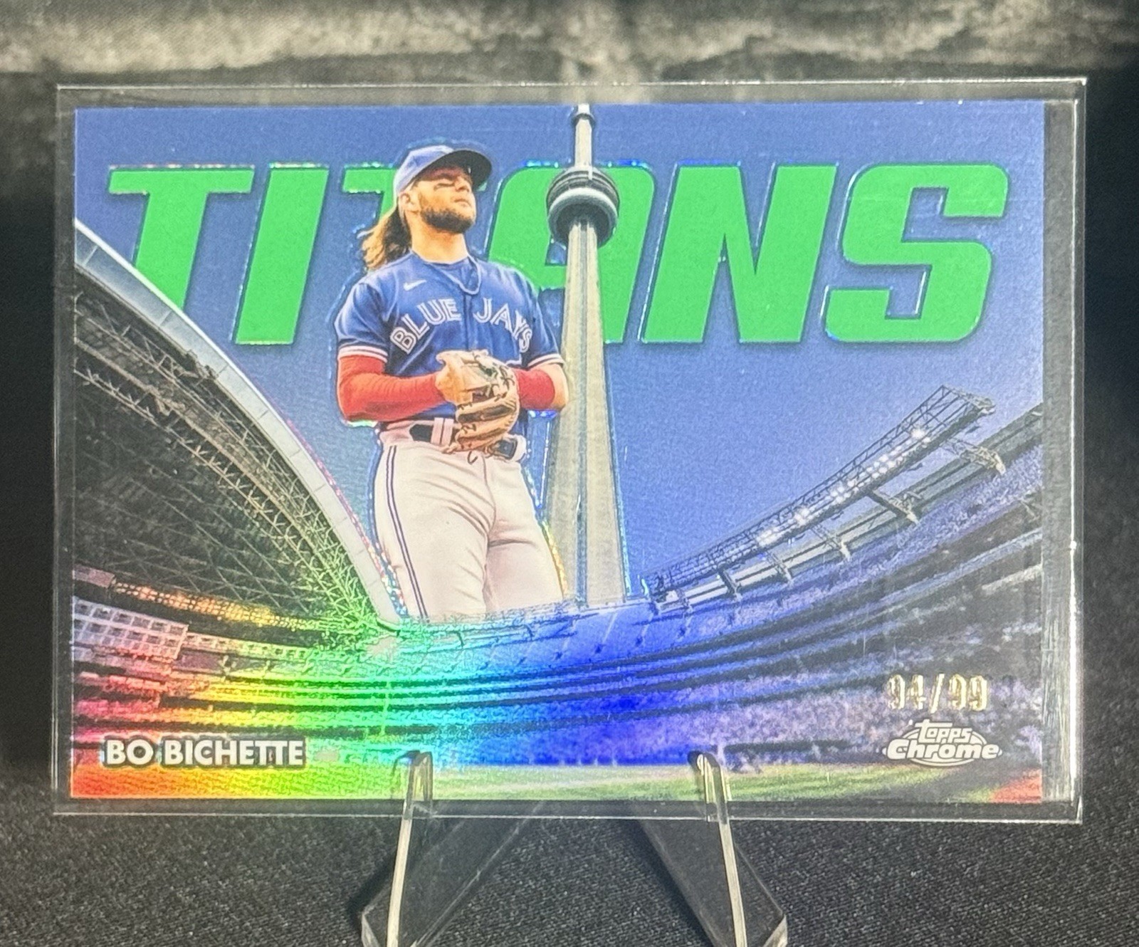 Bo Bichette 2023 Topps Chrome Titans Green Refractor /99 #CT-7 Blue Jays Mets