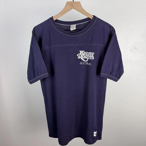Vintage 80s Kenny Rogers US Tour Concert 1982 Navy Single St 1980s vintage concert t-shirt, vintage, size XL, single stitch, B+ condition