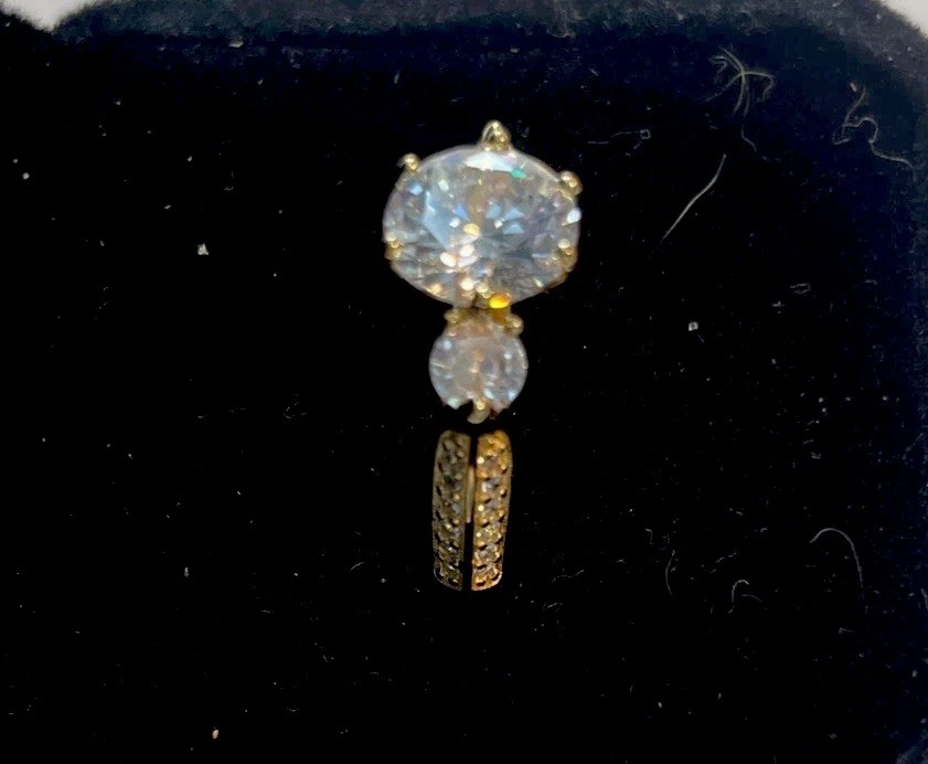 Sim de 6 CTW 3 piedras bien diseñado. Anillo Diamantes Talla 7, Anillo Oro 18K Sobre Plata Foto 4 de 4