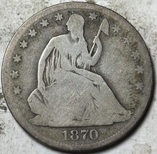 1870-S 50c Seated Liberty Half Dollar. Low Grade Circulated Example