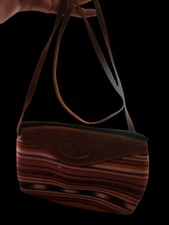 Guatemala Fabric Suede Crossbody Bag Tribal Print 9"x6" 22" Strap Mint Condit