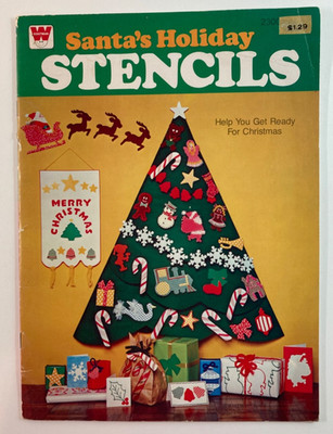 Vintage 1980 Whitman Santa's Christmas Stencils Punch Out Book Unused