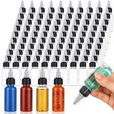 100 Pcs 1 oz Plastic Squeeze Bottles with Twist Top Cap, Plastic Boston Squee...