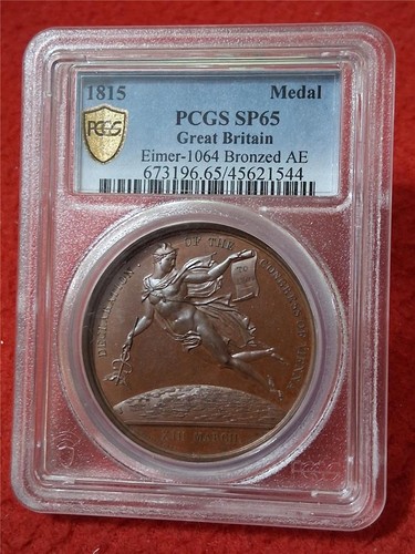 1815 GREAT BRITAIN EIMER-1064 BRONZED AE MEDAL PCGS SP65 #MF-2676