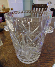 Crystal Wine Cooler / Ice Bucket 22cm Tall With Handles Heavy