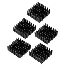 Aluminum Heatsink Cooler Circuit Board Cooling Fin Black 28mmx28mmx11mm 5Pcs