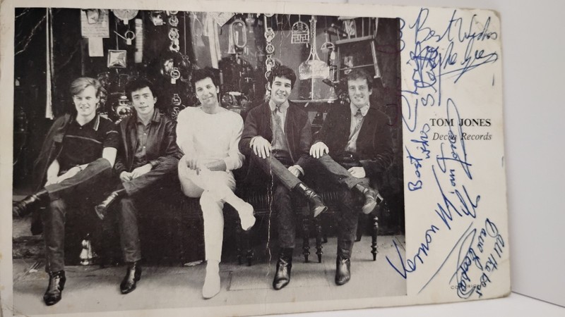 Tom Jones and the Squires Rare Vintage Original Signed Promo Card Decca 1964