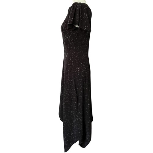 Joie Sz 4 Tamyra Heart Print Midi Dress Asymmetrical Hem Ruffle Sleeve Cocktail - Picture 4 of 16