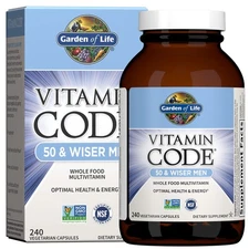 Garden of Life Men's Multivitamin 50+ Wiser Raw Whole Food Supplement 240 Capsul