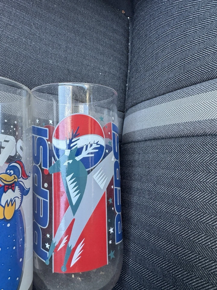Vintage Pepsi Christmas Glassware Set of 3 Different Designs Rare Penguin Deer - Image 4 of 4