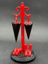 Vintage, plastic , novelty umbrella stand w/ boots/ umbrella/ shoes 6 1/2"