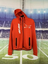 BRP Ski-doo Zip Down Sweatshirt Blaze Orange Rotax Nsk XPS Snowmobile Small GUC
