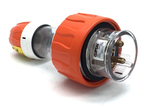 CLIPSAL Straight Plug 56P410 Three Phase 4 Pin 10A 500V 50Hz IP66 Electic Orange - Picture 3 of 8