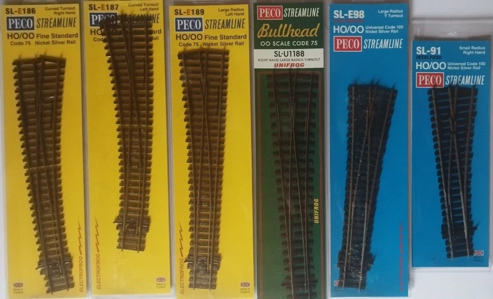 Peco streamline Weiche H0 Electrofrog Code 75 100 rechts links right left hand