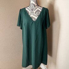 Shein Curve Tie Back V neck Flutter Sleeve Dress - Green 1XL