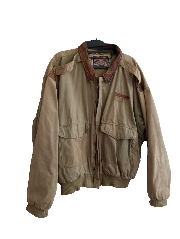 Chaqueta de Vuelo Avirex Bombardero Vintage Envejecida Fuerza Aérea Vela Completa XL Foto 3 de 4
