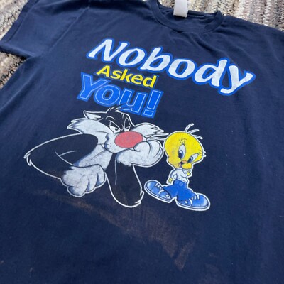 Vintage Looney Tunes Shirt Men XL Blue Tweety Bird Sylvester Tee