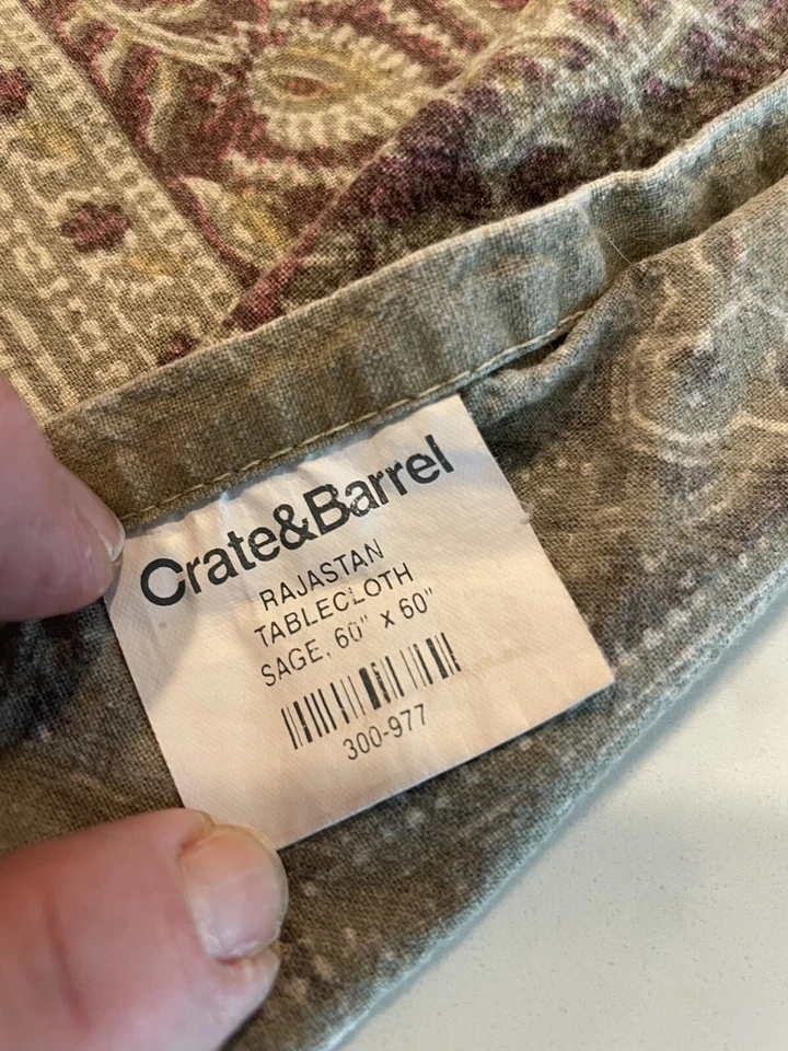 Vtg Crate & Barrel Tablecloth 60 X 60 Paisley Rajastan - Image 3 of 4