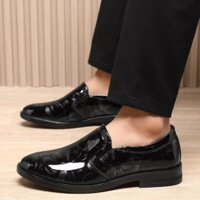 Patent Leather Shoes for Men Casual BusinessShoes Plus Size Male Wedding  Party | eBay