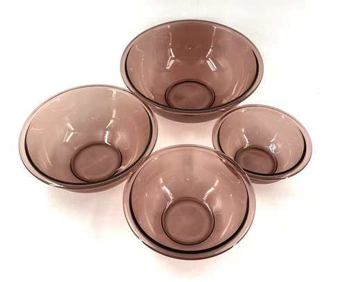 Pyrex Originals Corning Cranberry Set of 4 Nested Mixing Bowls 322 323 325 326