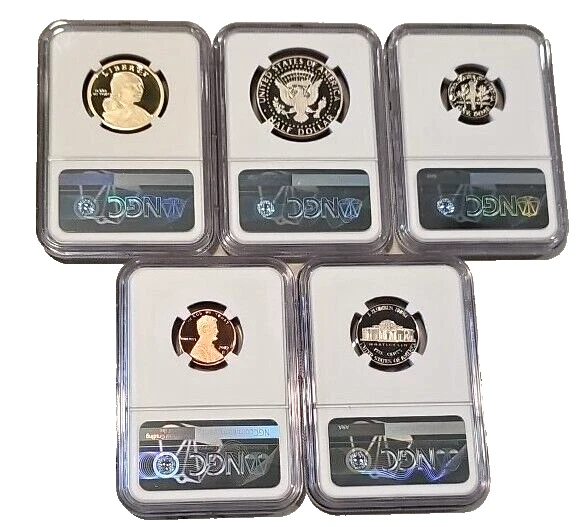 2019 5-Coin Lot - 1C, 5C, 10C, 50C, $1 Clad Proof Set Early PF 69 ULTRA CAMEO  - Image 2 of 4