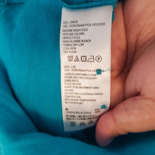 Camicia uomo Tommy Bahama misto lino con bottoni manica corta taglia XL blu verde - Foto 15 di 18