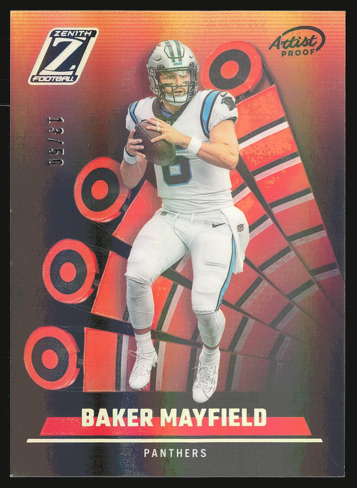 2022 Zenith #68 Baker Mayfield Artist Proof Silver #/50 SN