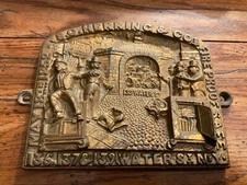 Antique S.C. Herring & Co. Safe Plaque cast iron Water St. NY 1852 detailed