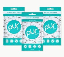 PUR Xylitol Chewing Gum WINTERGREEN 55 Pieces, 3 Pack Sugarless Vegan Pure