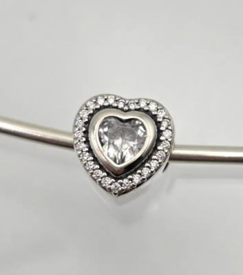 Authentic Pandora Sparkling Retired  Silver Clear CZ Sparkle Moment silver Charm