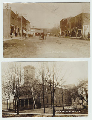 RPPC - LOT of 2 -  Dundee  NY - Street  1910 Real Photo Postcards Yates County