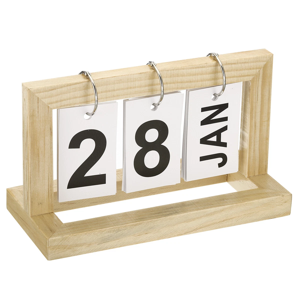 Vintage Wood Perpetual Calendar, Wooden Flip Calendar Turn Page, Brown |  eBay