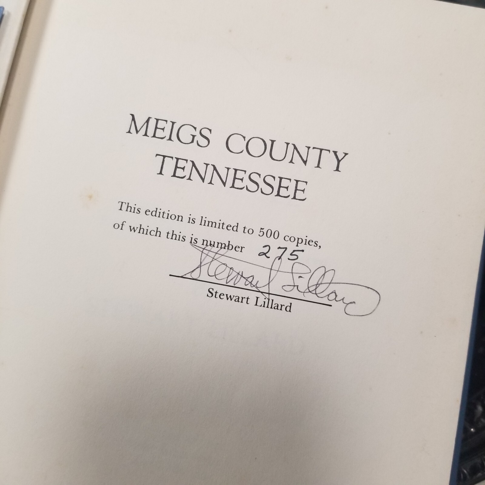 History Meigs County, Tennessee Documentation Stewart LILLARD sign # Copy 