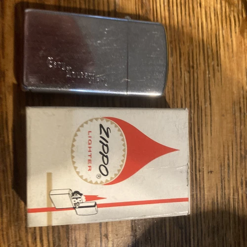 Vintage 1969 Zippo Slim Line Cigarette Lighter With Box Engraved