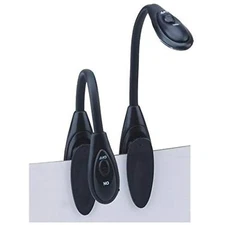 2 Pack LED Book Lights with Flexible Arm, Spring Clip and Slide On / Off Switch