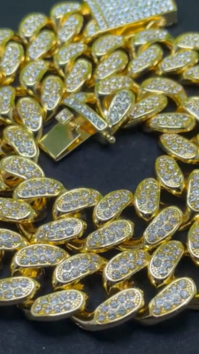 ICED Miami Cuban Link 20mm Wide Gold Plated AA+ Quality Crystal