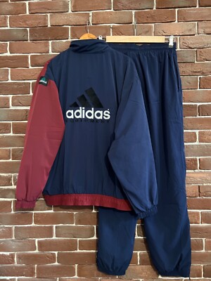 Rare 90s Vintage Adidas Equipment Logo Tracksuit Set Jacket M Navy 