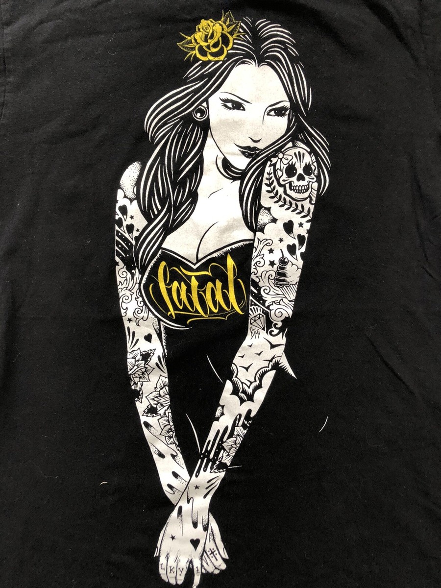 Fatal Clothing Men's T-Shirt Size Small graphic Tattoos Women Rock
