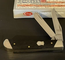 🔥 2019 Case XX 7207 Slant Bolster Ebony Wood Smooth Mini Trapper Pocket Knife