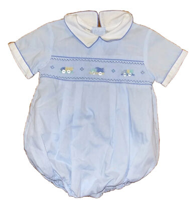 Petit Bebe Knits Baby Boys White Bubble - Smocked in Blue main image 1