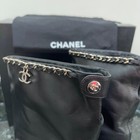 CHANEL BLACK LAMSKIN LEATHER SILVER CHAIN PULL ON BOOTIES LOW HEEL SZ 39 — photo 6