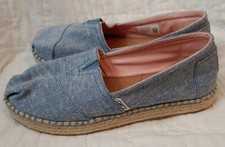 TOMS Blue Chambray Espadrille Slip On Shoes Girl's Y5 NEW