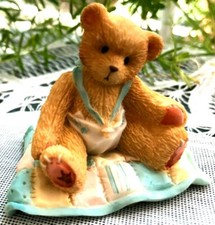 CHERISHED TEDDIES - MINI FIGURINE - A GIFT TO BEHOLD - BABY BOY ON QUILT