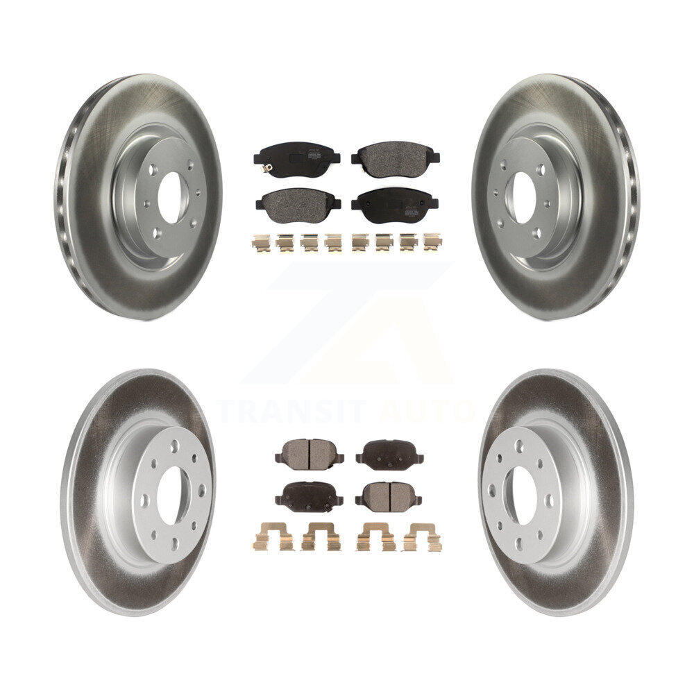 Coated Disc Brake Rotors And Semi-Metallic Pads Front Rear Kit For Fiat 500