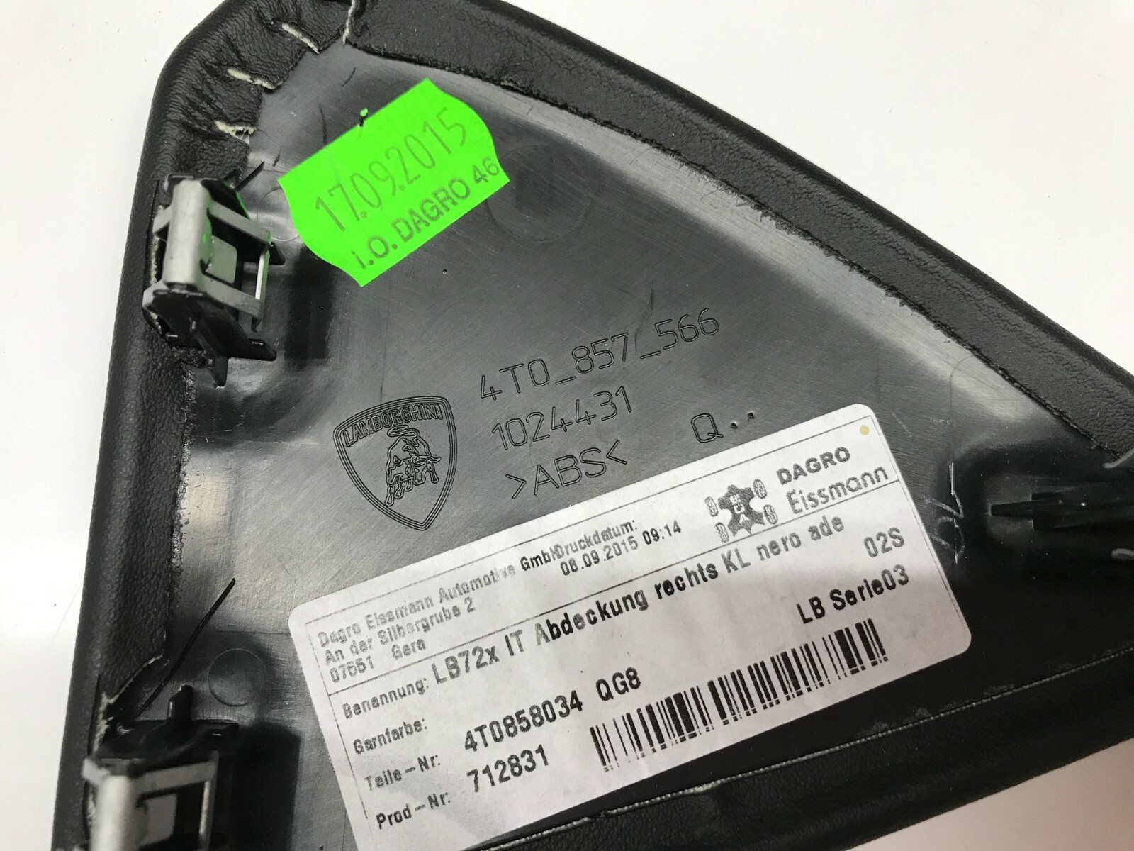 LAMBORGHINI HURACAN lp580 PASSENGER RIGHT DASHBOARD CAP TRIM COVER OEM 4T0858034