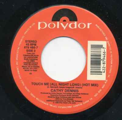 Cathy Dennis Touch Me (All Night Long) Vinyl Single 7inch Polydor