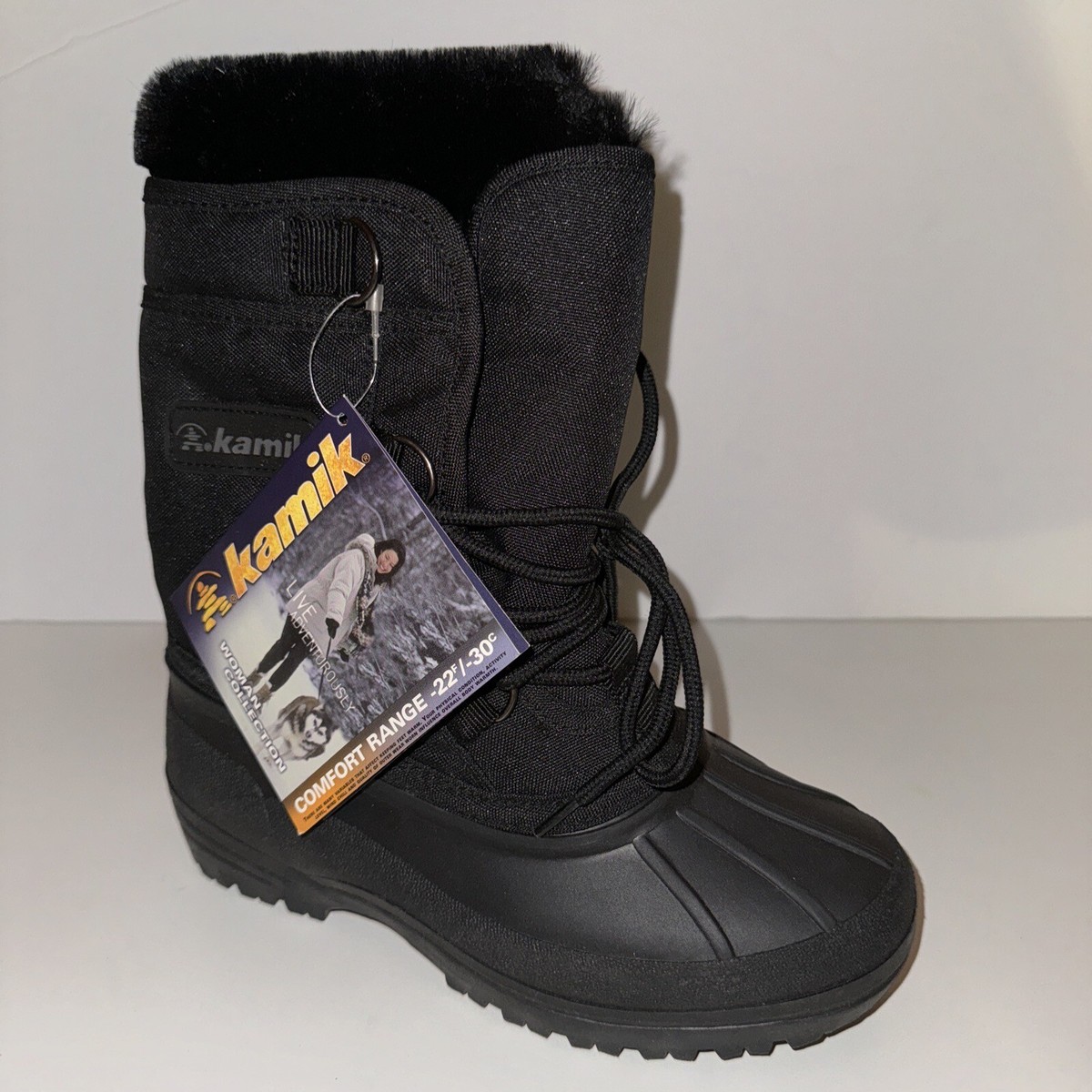 New Kamik Canada Comforter Winter Snow Boots Size Black Waterproof  Insulated