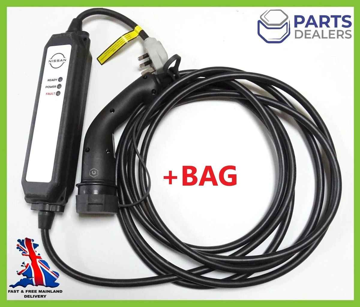 GENUINE NISSAN LEAF ARIYA TYPE 2 UK 3 PIN PLUG HOME CHARGER CHARGING CABLE BAG