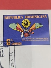 1976 1st Day Issue Bicentennial Stamp w/Story Sheet & Box Included. Domincan Rp!