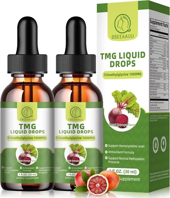 (4) TMG (Trimethylglycine) Supplement Liquid Drops, 1000MG High Absorption